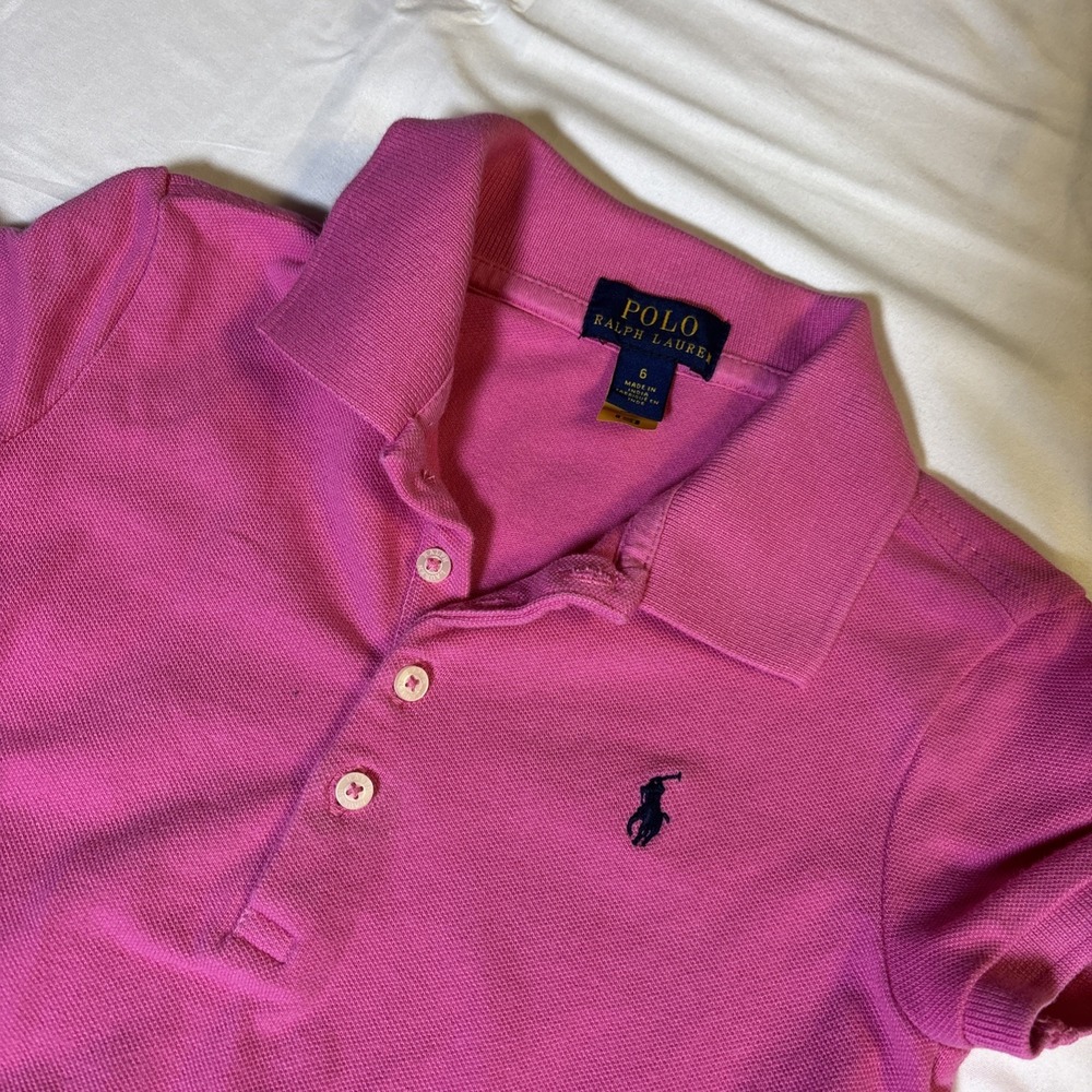 Polo Raulph Lauren Kids Bright Pink Stretch Mesh Polo Dress Size 6